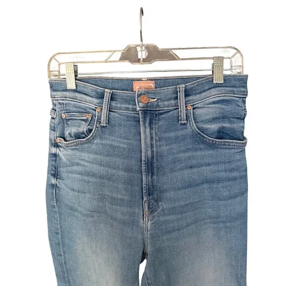 Mother Denim The Rambler Zip Flood Womens High-Waisted Blue Denim Jeans in Out o - Picture 4 of 9